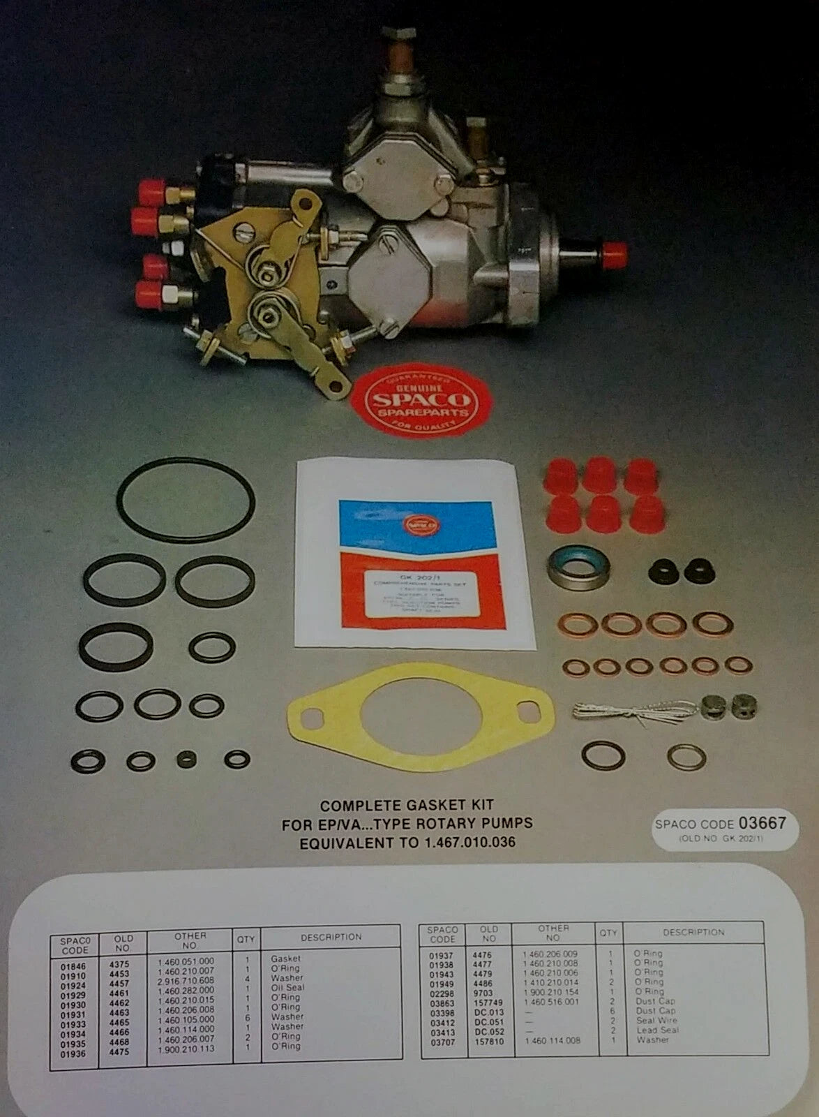 KIT DE JUNTAS PARA BOMBAS DIESEL ROTATIVAS TIPO BOSCH EP/VA Bosch 1467010036