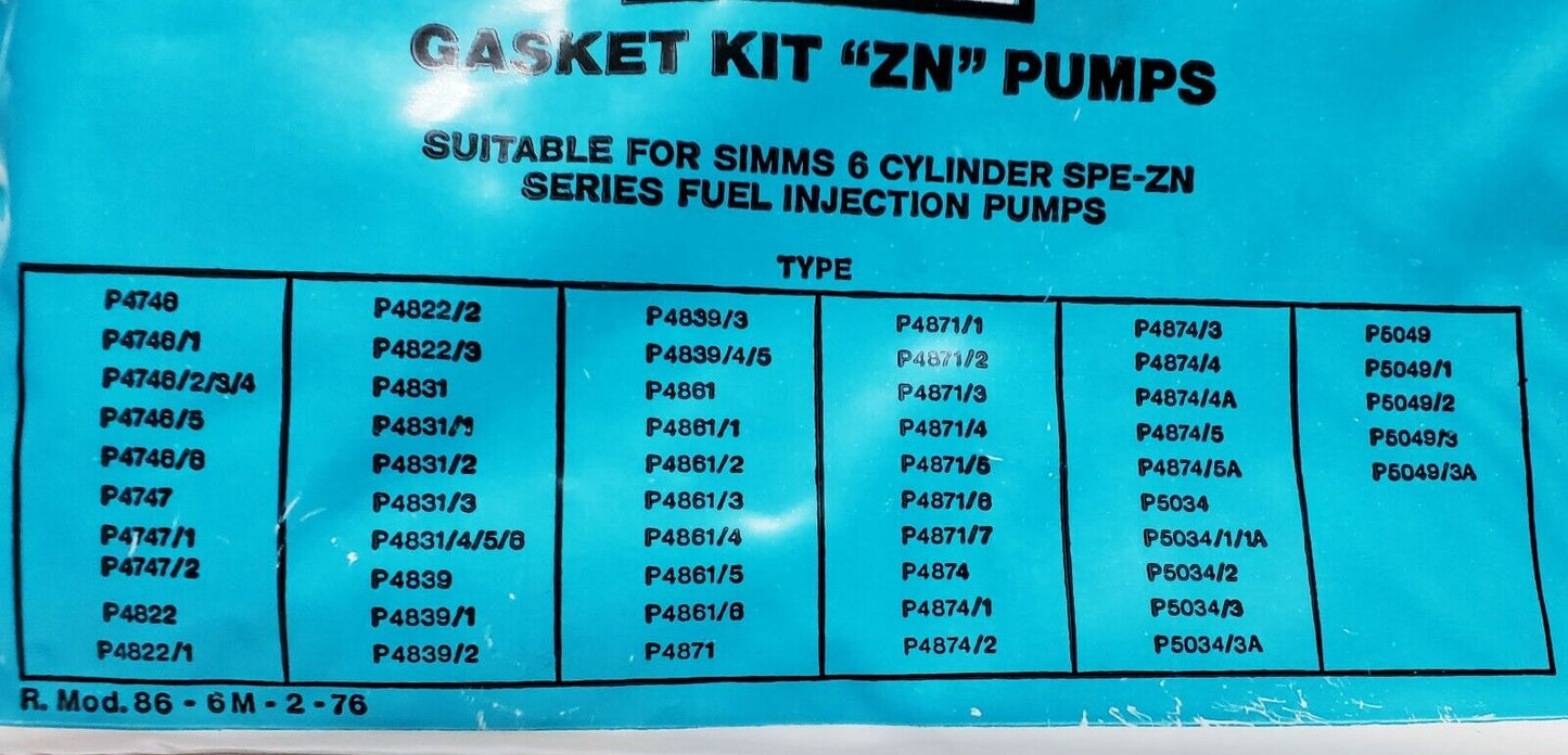Gakset Kit GK039 Geeignet für Simms 6-Zylinder-Einspritzpumpe der SPE-ZN-Serie.