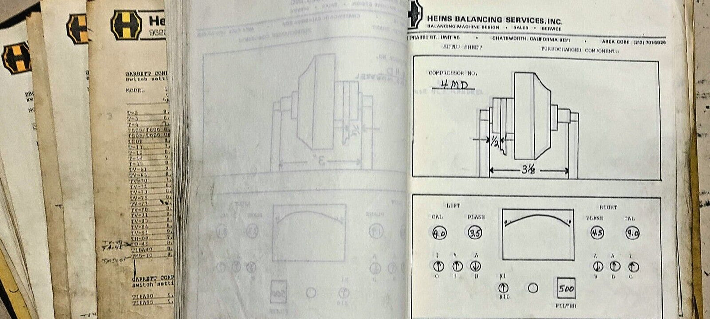 MÁQUINA DE TURBOBALANCE HEINS MODELO TC-2 CON MANUALES Y MÁS DE 20 MANDRIL PARA RUEDAS DE COMPRESOR