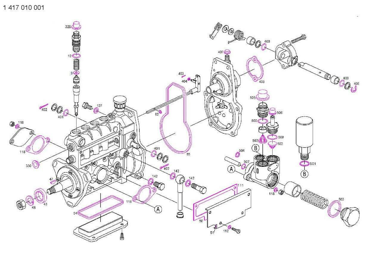 Mercedes Benz 1417010001 DGK127, DGK207 Fuel Pump Gasket Kit PES-4M 200D 220D