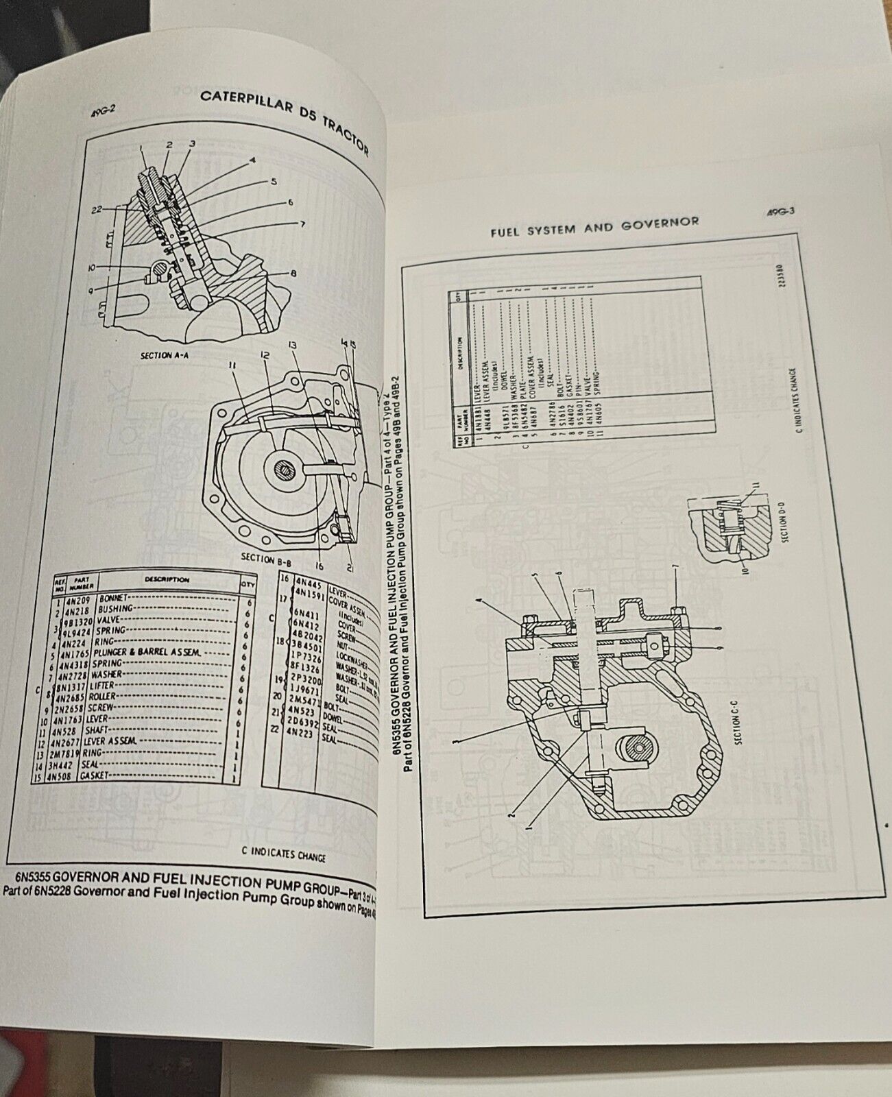 Caterpillar  D5 Tractor power shift parts manual SEBP1080 3606 Engine 3N30872 UP