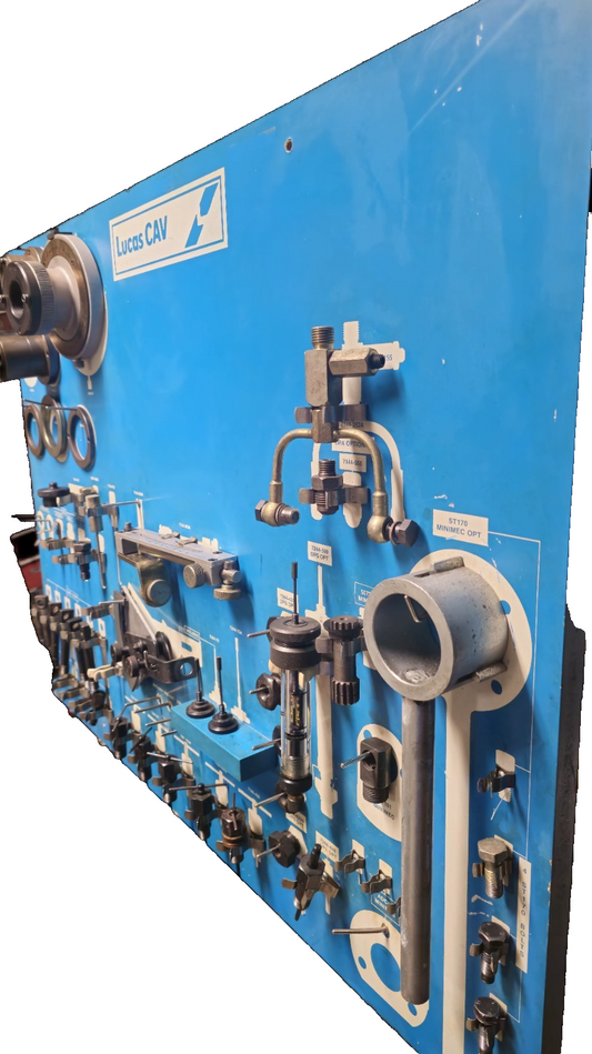 Lucas CAV DPA , DPS, and Simms Diesel Injection Pump Tool Board U/w/Test stands.