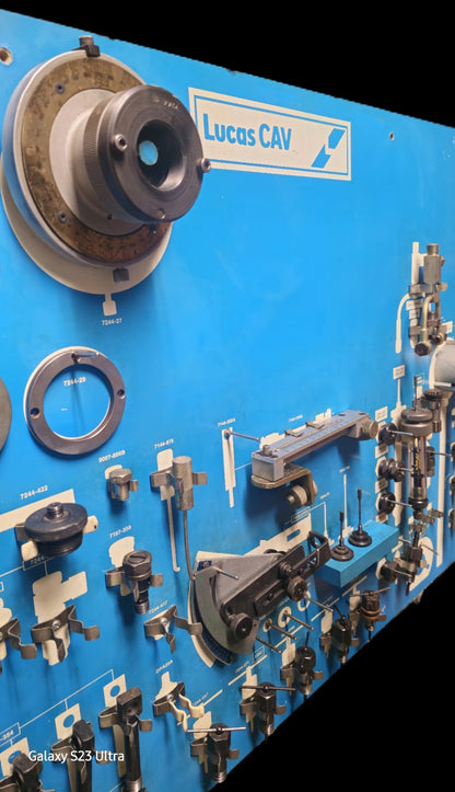 Lucas CAV DPA , DPS, and Simms Diesel Injection Pump Tool Board U/w/Test stands.