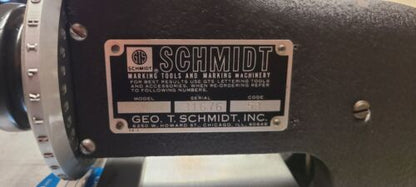 SCHMIDT MODEL 4 MANUAL NAMEPLATE MARKING PRESS WITH ADDITIONAL CHARACTER DIAL
