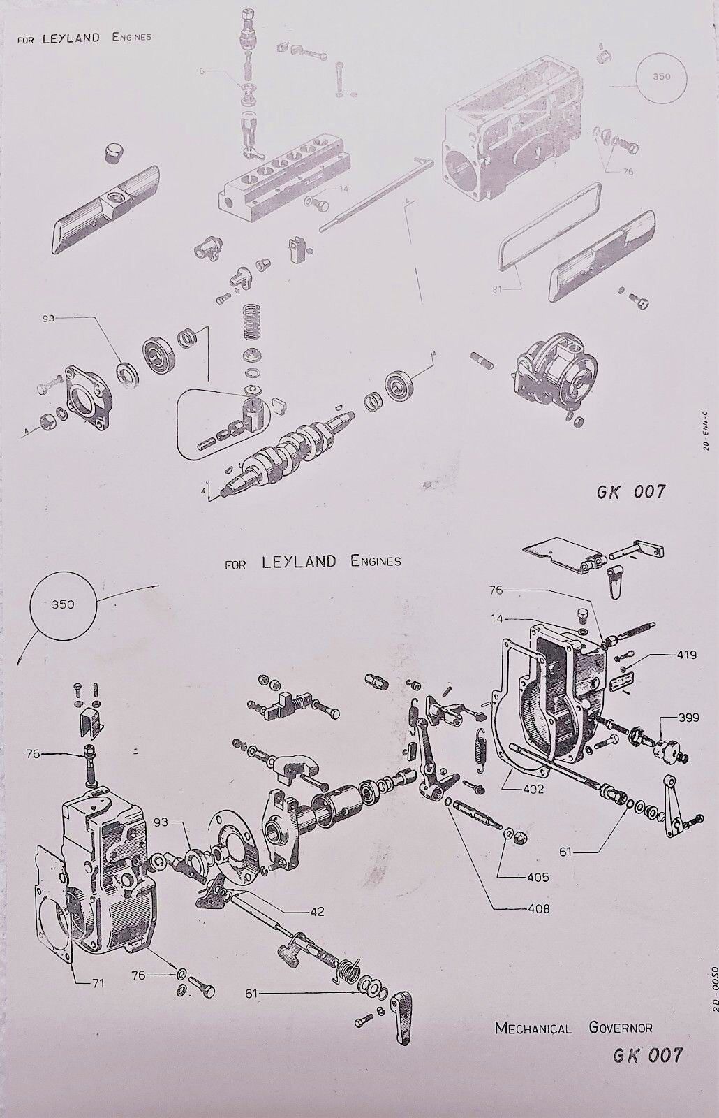 Simms GK007 Injection Pump Rebuild kit for P4614  MiniMec SPE 6M Leyland Engines