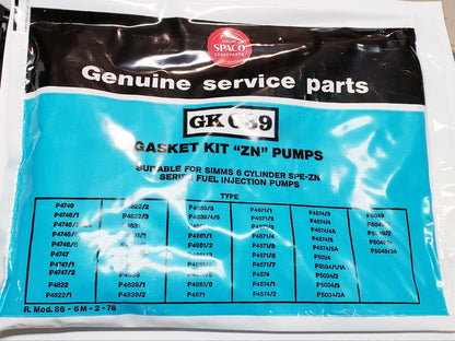 Gakset Kit GK039 Suitable for Simms 6 Cylinder SPE-ZN Series Injection Pump.